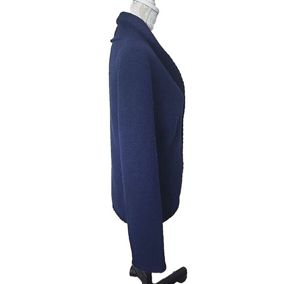 Talbots Blue Wool Knit Blazer 3 Button Jacket Women's 12 - Picture 7 of 11